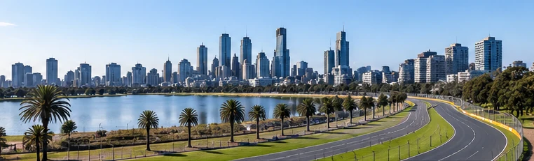 Illustrative panoramic view of the Melbourne skyline from the Albert Park precinct